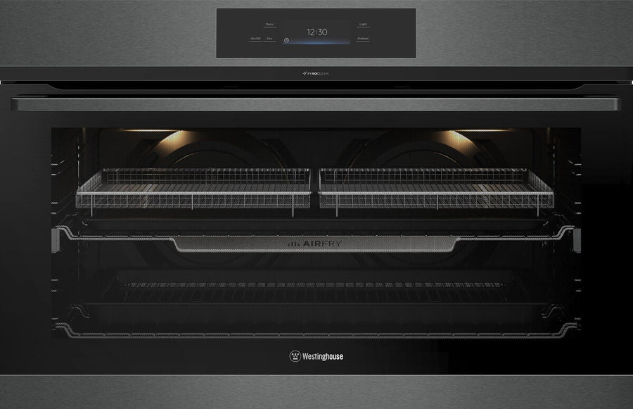 Westinghouse 90cm Pyrolytic Oven - 125L Gross, 17 Functions, AirFry, EasyBake Steam - WVEP9917DD