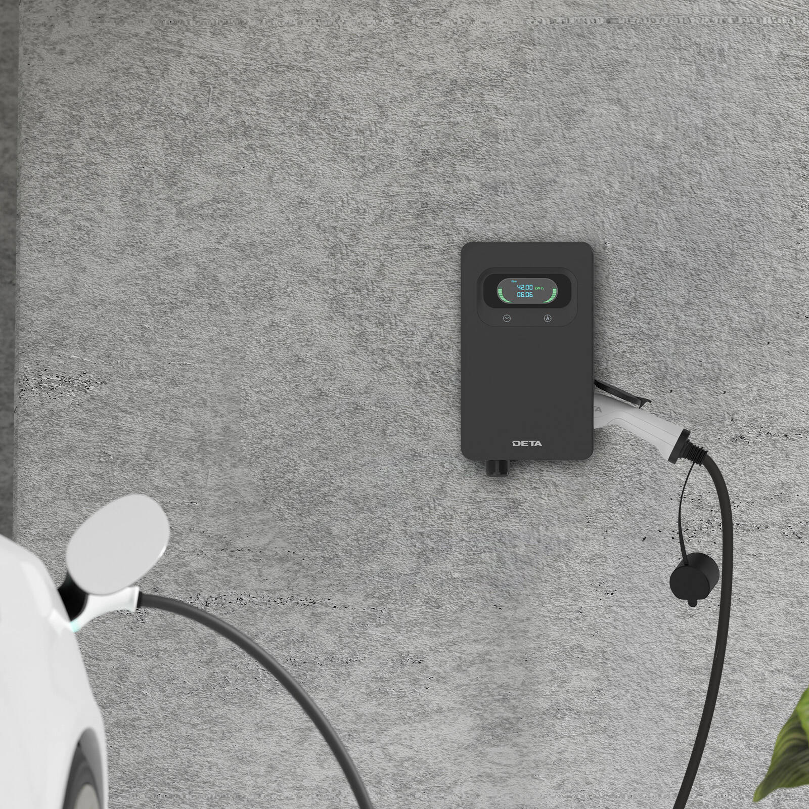 Deta 7kW Wall Mount EV Charger Untethered, Black EVA200-7C