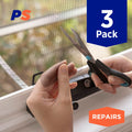 Permastik 180 x 130mm Black Fibreglass Flyscreen Heat Seal Repair Patches 3 Pack