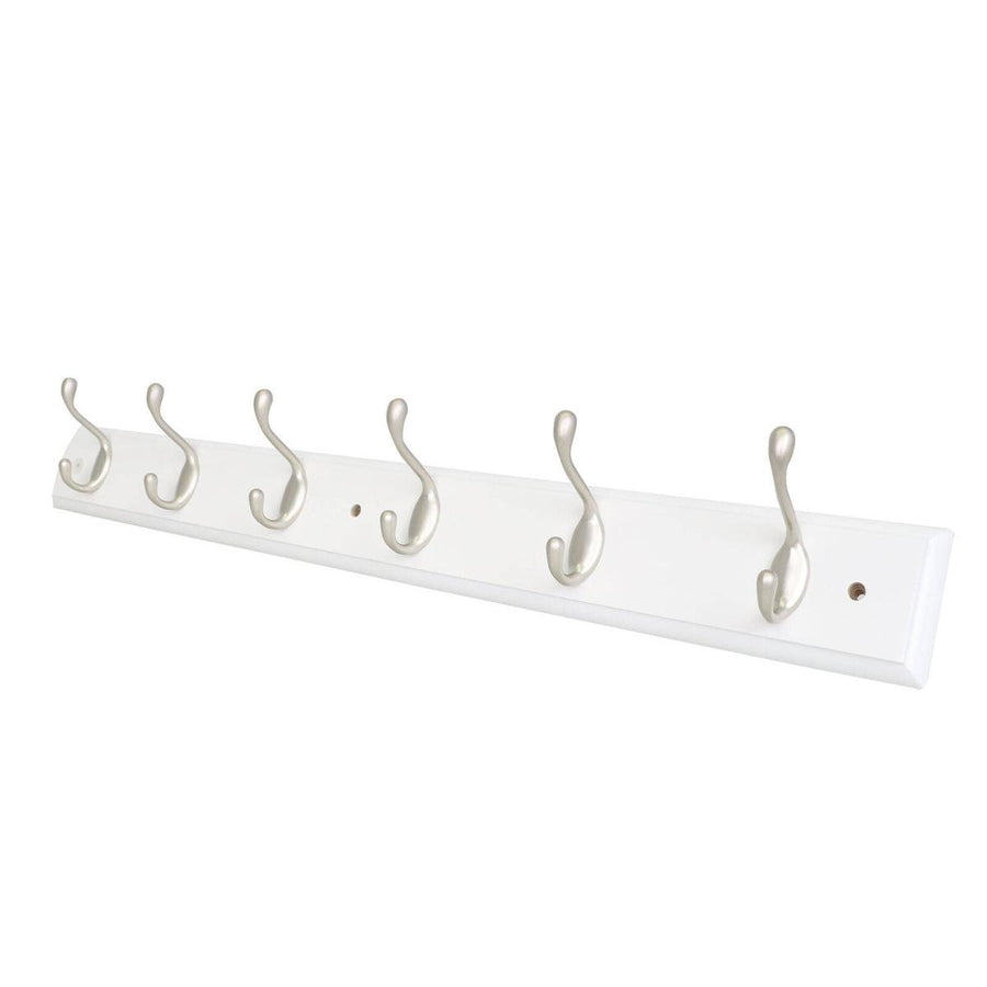 Syneco White Board Coat Rack - 6 Hooks - 685mm x 100mm x 75mm - White/Silver - SuperSaverAU - view 1