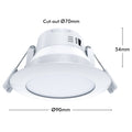 Arlec 6W Tri-Colour Dimmable LED Downlight 107mm White - Plug-In Indoor ALD275RV