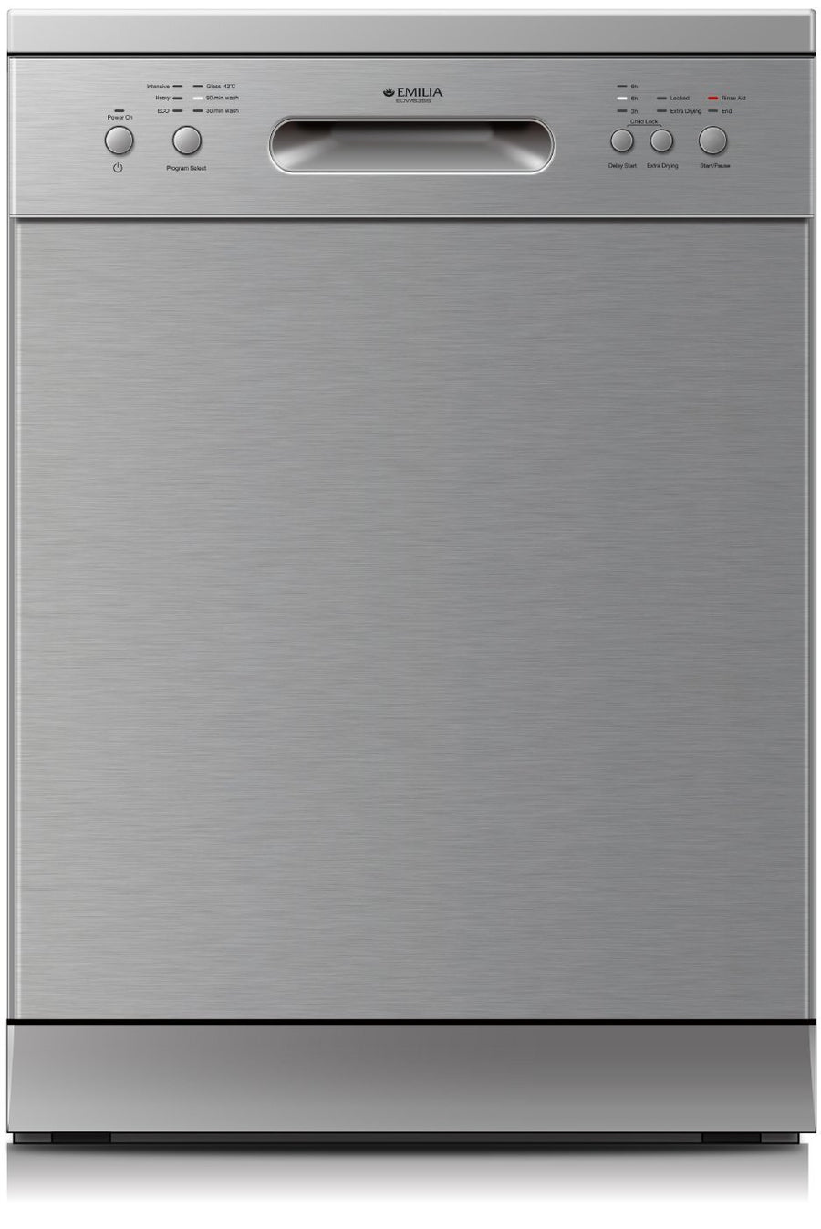 Emilia 60cm Freestanding Dishwasher - 12 Place Settings, Stainless Steel, 6 Programs, Delay Start - EDW63SS