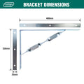 Carinya 400 x 250mm Zinc Plated Heavy Duty Twisted Stay Bracket, 300kg Capacity