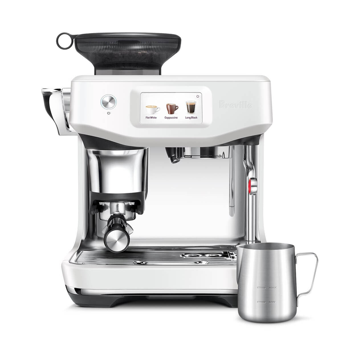 Breville Barista Touch Impress Coffee Machine - 13 Presets, Auto MilQ, Sea Salt White - BES881SST2IAN2