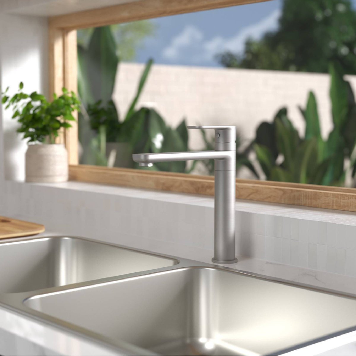 Caroma Brushed Nickel Luna Sink Mixer - Lead Free Brass - 50mm x 260mm - SuperSaverAU - view 3