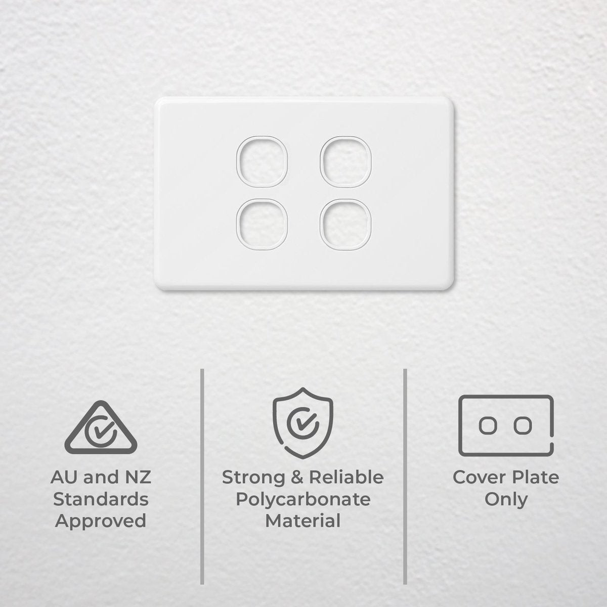 DETA X6 Four Gang Grid Plate - 77mm Polycarbonate - Modern Design - SuperSaverAU - view 2