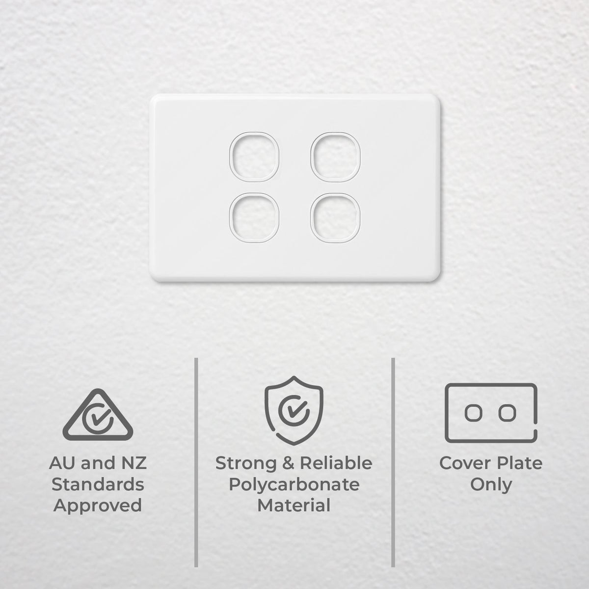 DETA X6 Four Gang Grid Plate White Polycarbonate Customisable