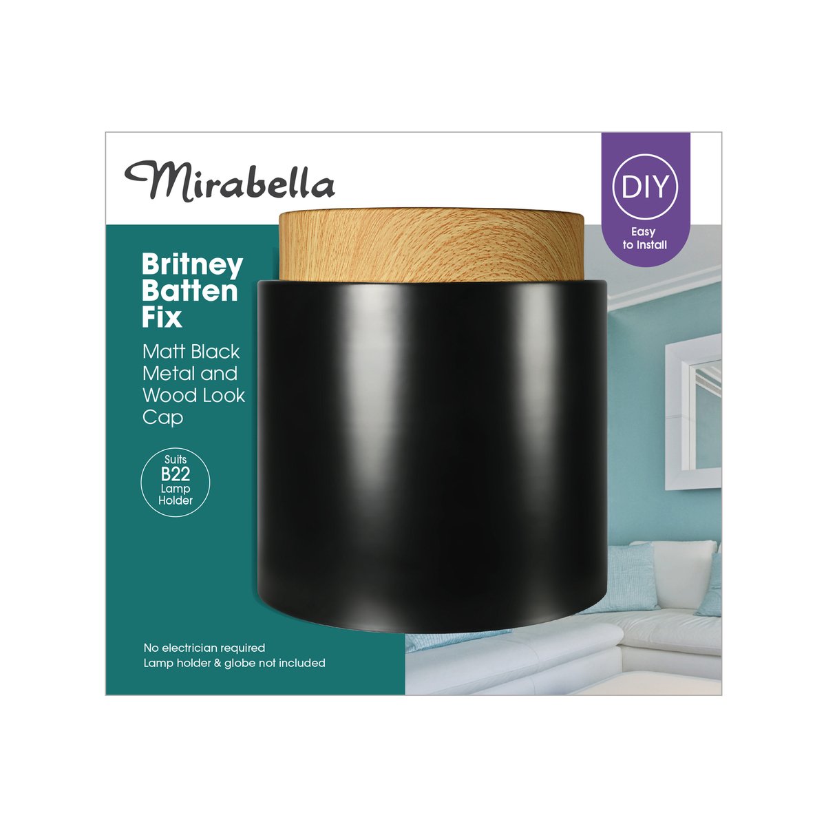 Mirabella Black Britney Batten Fix - 17cm x 18cm - DIY Installation - SuperSaverAU - view 2