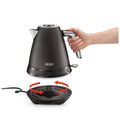 DeLonghi Diadema 1.7L Kettle - Onyx Black, Brushed Stainless Steel Body, 2400W - KBV2401BK