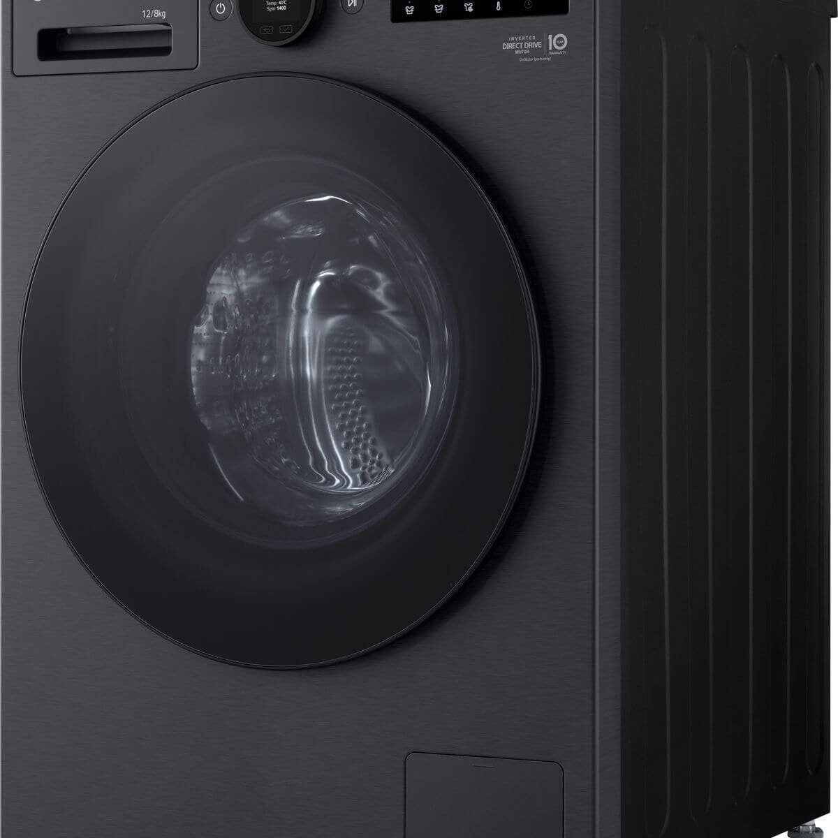 LG Series 10 12kg/8kg Front Load Washer Dryer Combo - Autodose, Steam Plus - Matte Black - WXC101412MB
