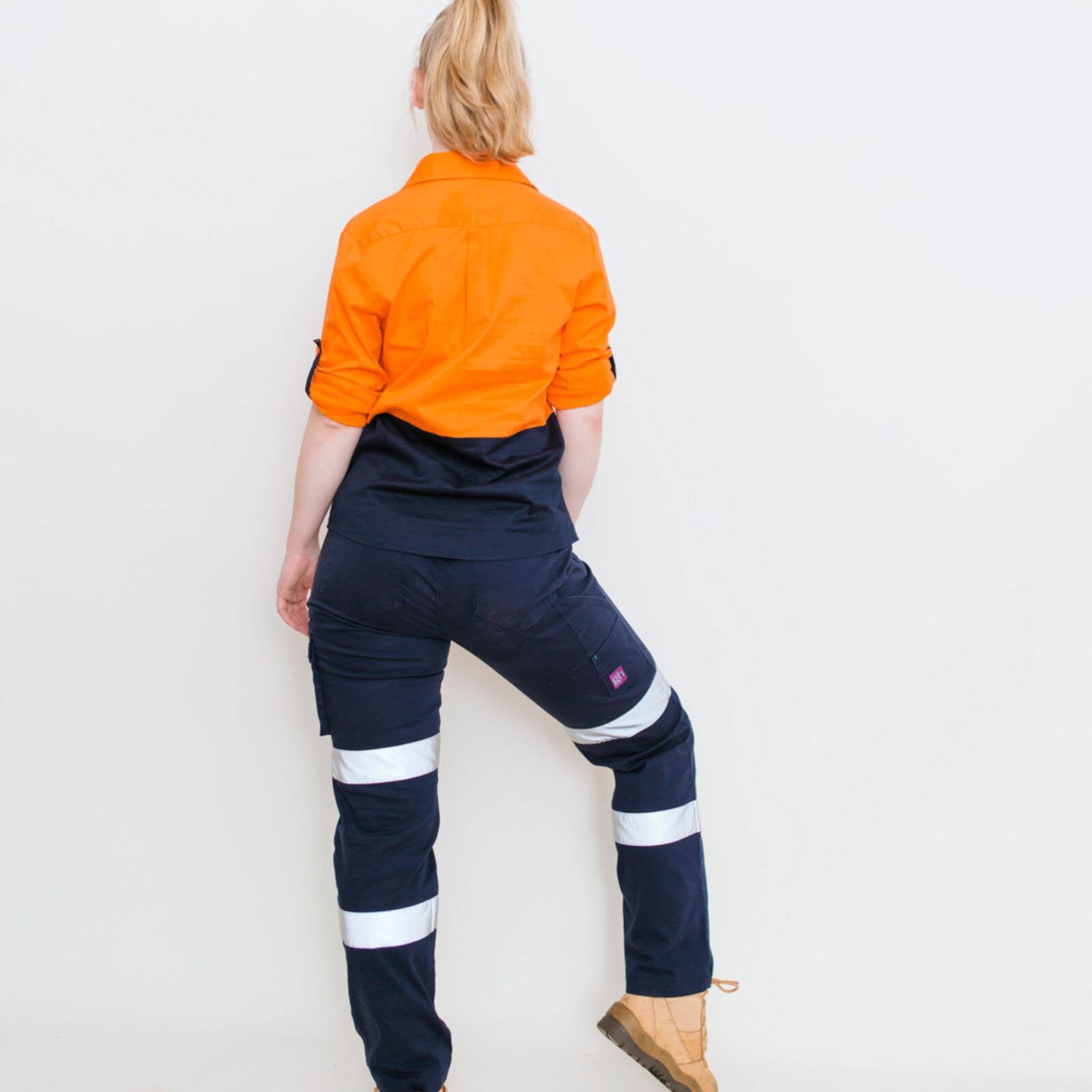Green Hip Long Sleeve HiVis Shirt Orange/Blue Size 14 Women's