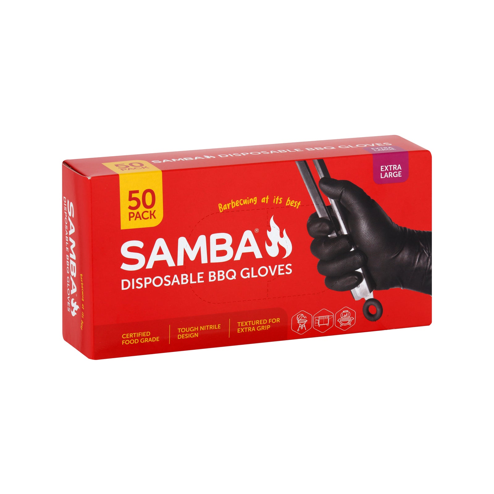Samba Disposable Nitrile BBQ Gloves Extra Large - 50 Pack