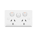 DETA White Solid Plate Double Power Point with Extra Switch 250V 10A