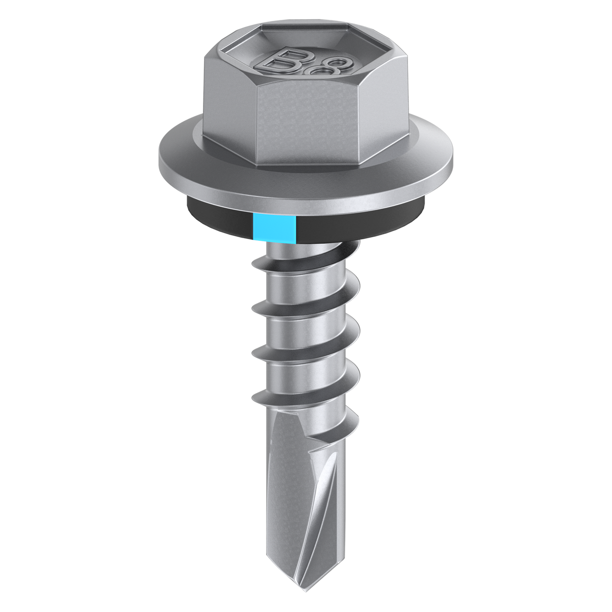 Bremick 12g x 20mm Hex Metal Screw, Carbon Steel B8 Coating, Sealed Head Drill Point Fine Thread - 500 Box