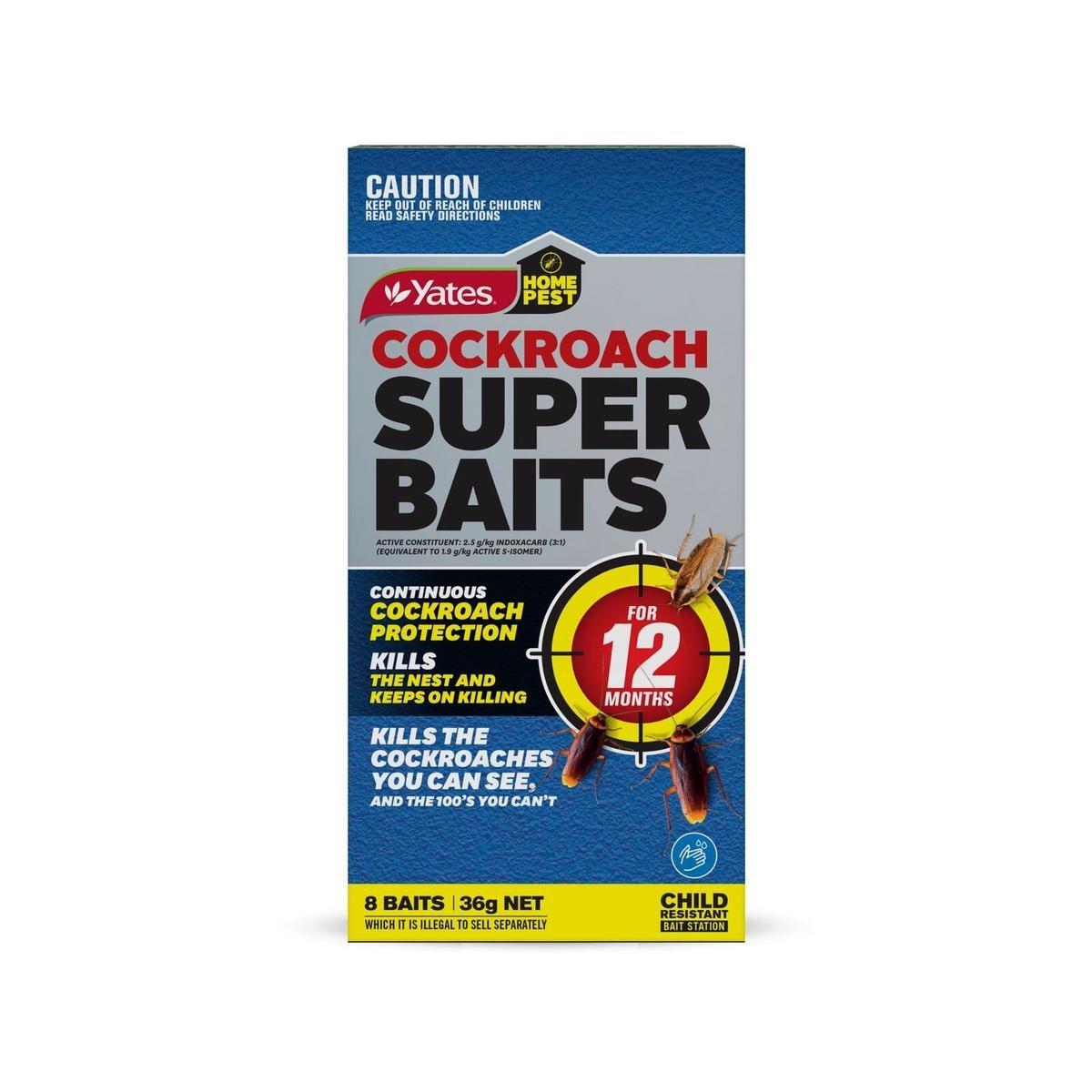 Yates Home Pest Cockroach Super Baits 8 Pack - 12 Month Protection - Child Resistant - SuperSaverAU - view 1
