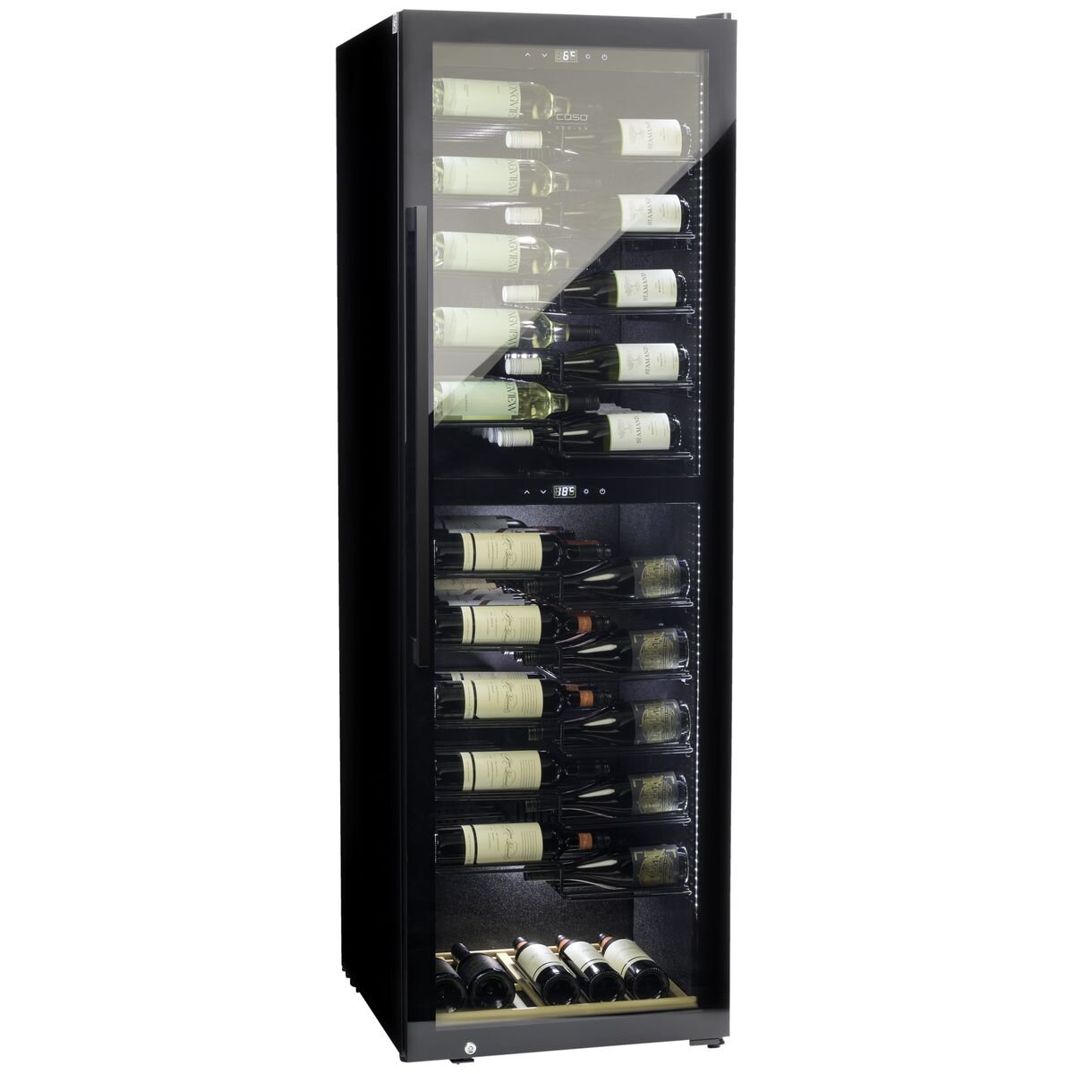 Caso Design 141 Bottle Wine Fridge - Black - Dual Zone - UV Protection - WF-455-PD