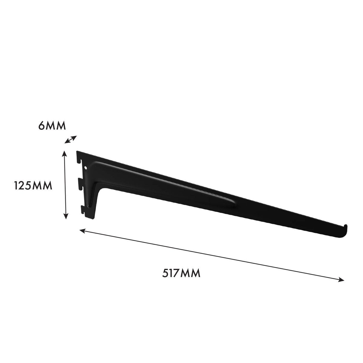 Flexi Storage 500mm Black Single Slot Bracket Steel Easy Install