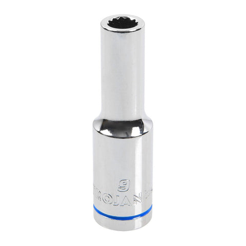 Trojan 9mm Deep Socket 1/2" Drive - Polished Chrome Vanadium - 12-Point Design - SuperSaverAU - view 1