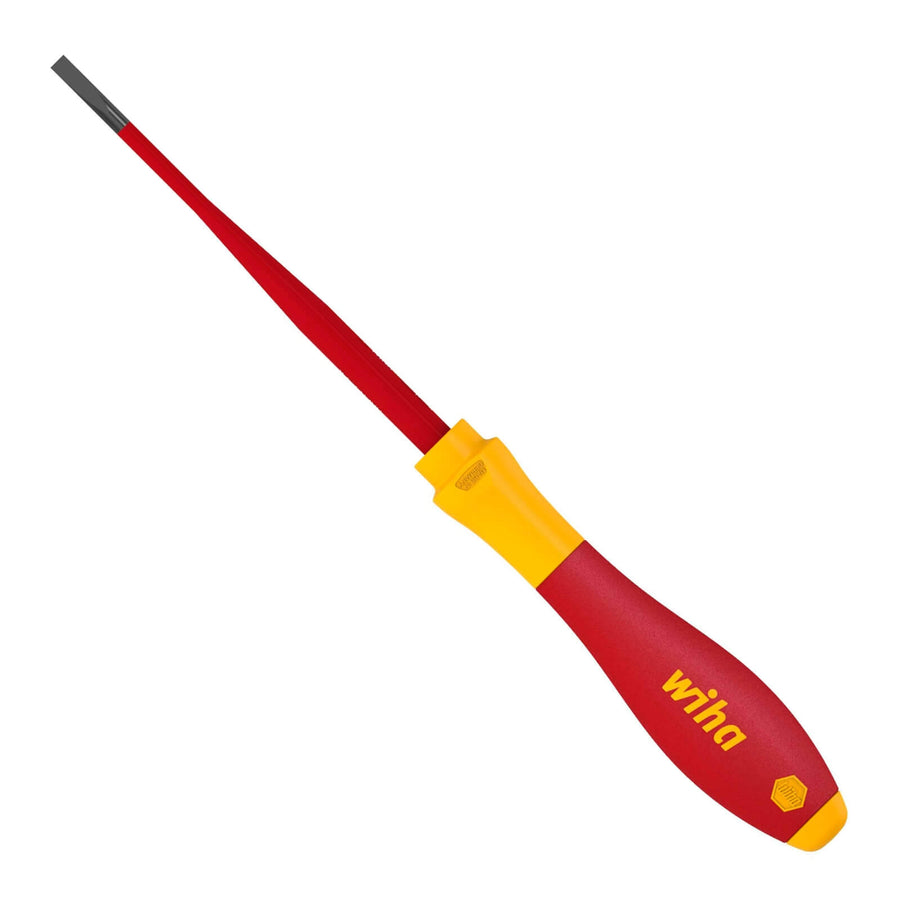 Wiha 3.5 x 100mm Slotted SlimFix Screwdriver VDE 1000V CVM Steel Insulated