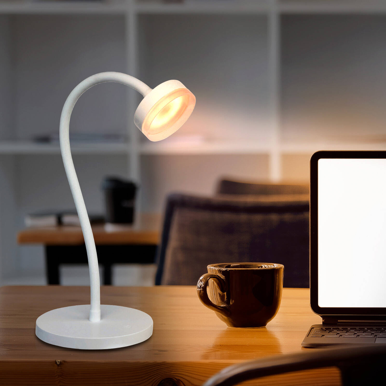 Brilliant Jerico 3W White LED Desk Lamp with Touch Switch & Adjustable Head 20873/05