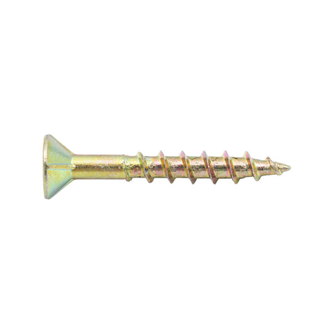 Zenith 8G x 20mm Gold Countersunk Rib Head Chipboard Screws - 100 Pack