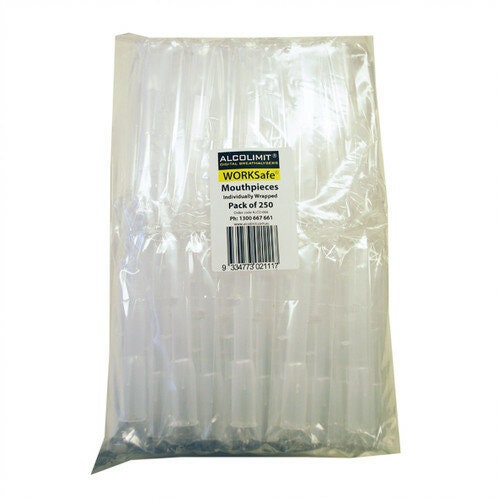 Alcolimit 250 WORKSafe Professional Breathalyser Mouthpieces - Individually Wrapped, Clear - ALCO-066