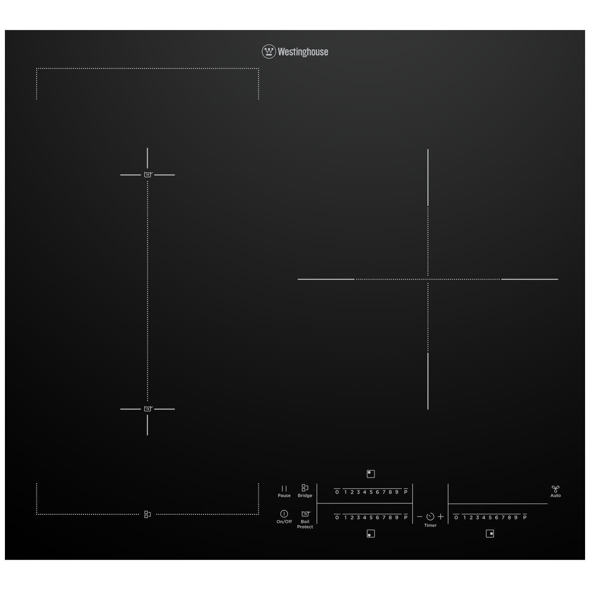 Westinghouse 60cm 3 Burner Zone Induction Cooktop - Hob2Hood, PowerBoost, Touch and Slide - WHI635BE