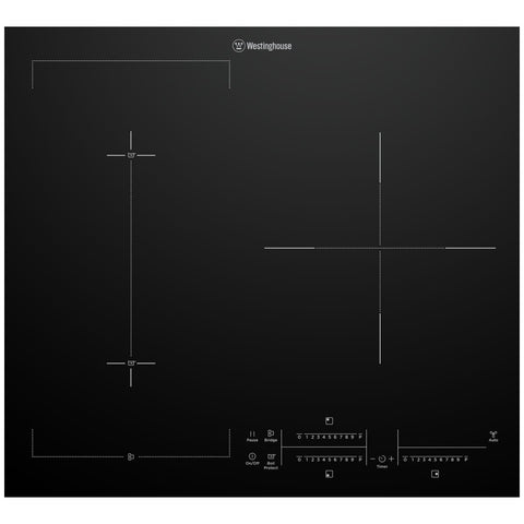 Westinghouse 60cm 3 Burner Zone Induction Cooktop - Hob2Hood, PowerBoost, Touch and Slide - WHI635BE