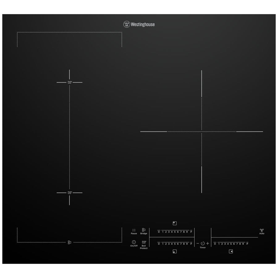 Westinghouse 60cm 3 Burner Zone Induction Cooktop - Hob2Hood, PowerBoost, Touch and Slide - WHI635BE