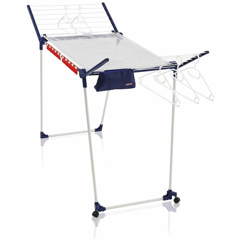 Leifheit Pegasus 200 Solid Deluxe Mobile Clothes Rack - 20m Drying Length, Two Rollers, White - L81517