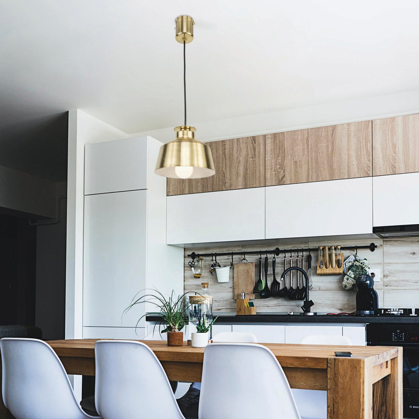 Brilliant Edie 20cm Satin Brass Plug-In Pendant Light 21407/12
