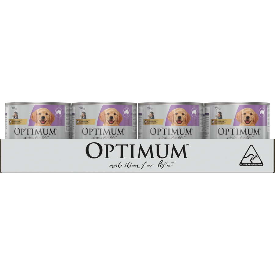 Optimum Puppy Chicken & Rice Wet Dog Food 700g, 12 Cans, Australian Made