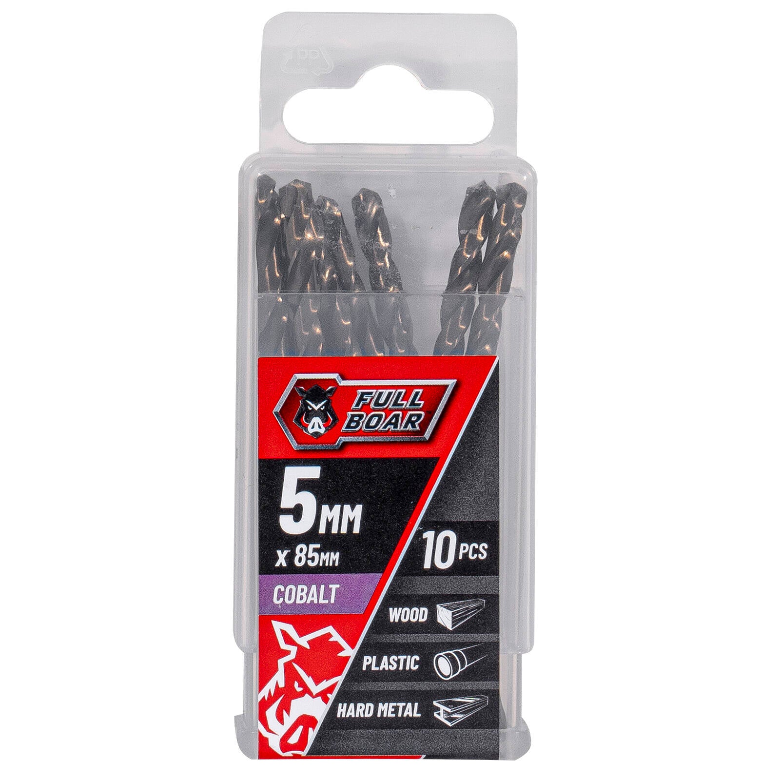 Full Boar 5mm M35 Cobalt Drill Bit 10 Pack for Hard Metal Wood Plastic