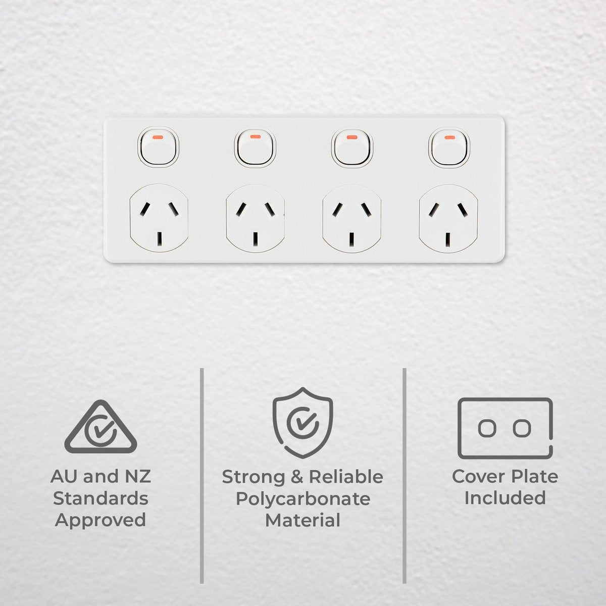 Deta Four Outlet Power Point - White - Polycarbonate - Kitchen Use - SuperSaverAU - view 2