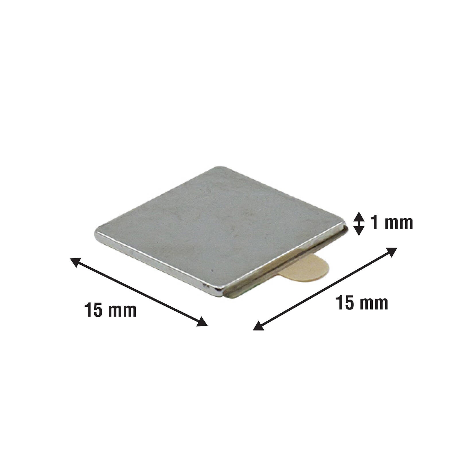 Everhang 15 x 15mm Neodymium Square Adhesive Magnet 10 Pack - Silver