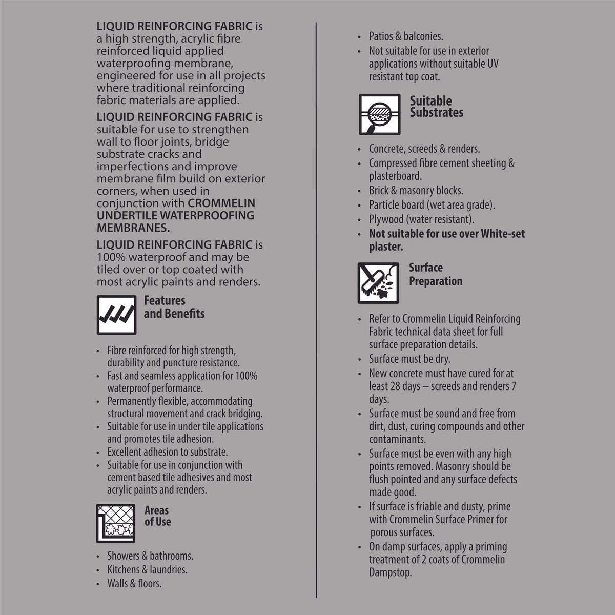 Crommelin Liquid Reinforcing Fabric - 4L - Polyester - Waterproofing - SuperSaverAU - view 2