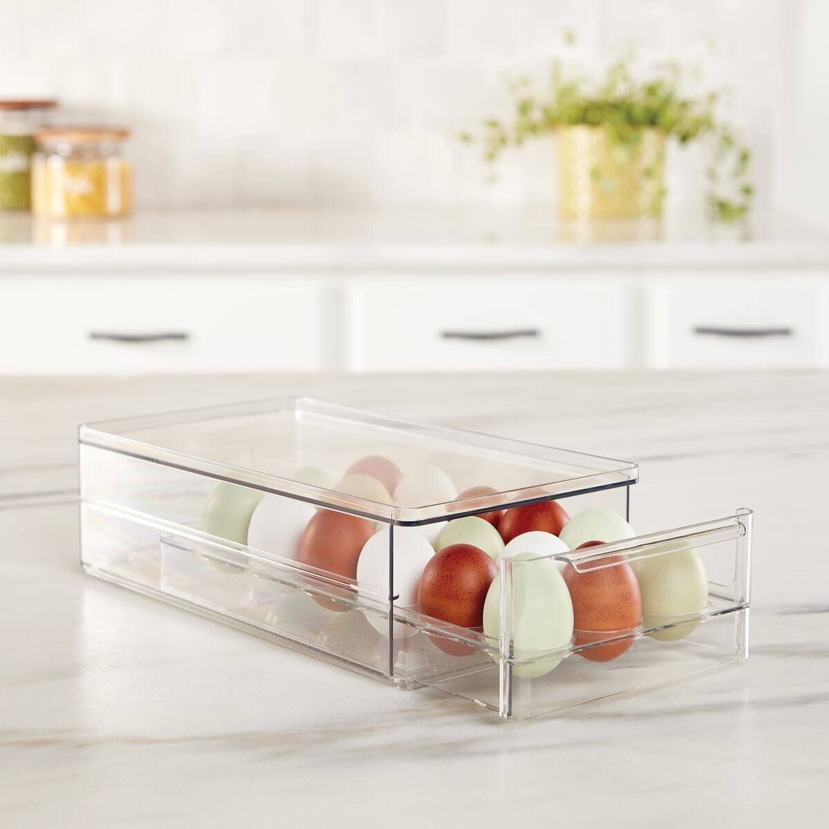 The Container Store 8 piece fridge pack 1 - Clear PET bins, egg drawer and bottle holders - VTCS-FRIDGE-P1