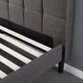 Zinus Lottie Deluxe queen upholstered bed frame - dark grey, slatted support, padded headboard - AU-FSPB-Q