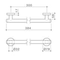 HomeCare by Caroma 300mm White Stainless Steel Straight Grab Rail, 110kg