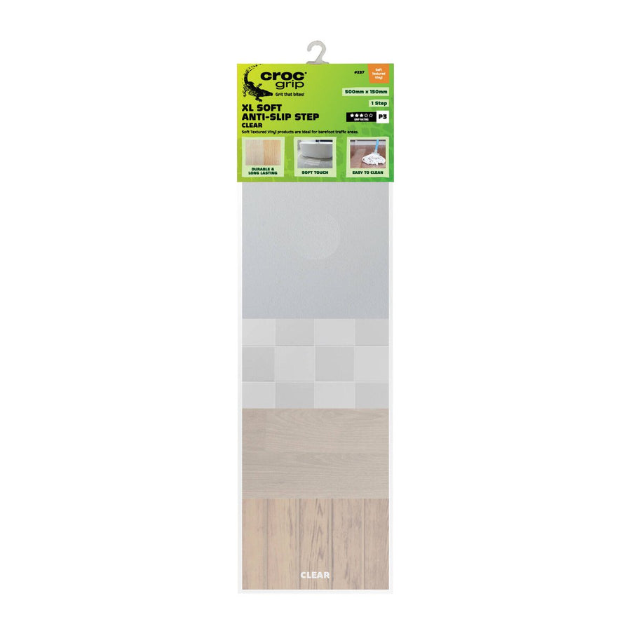 Croc Grip Clear Soft Textured Step 500mm x 150mm Durable Vinyl - SuperSaverAU - view 1