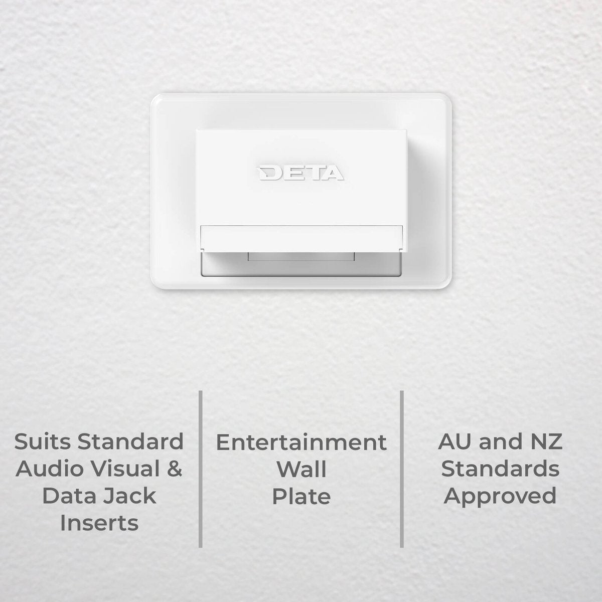 Deta Entertainment Wall Plate - 3 Gang - 35mm x 210mm x 115mm - White - Space-Saving Design - SuperSaverAU - view 2