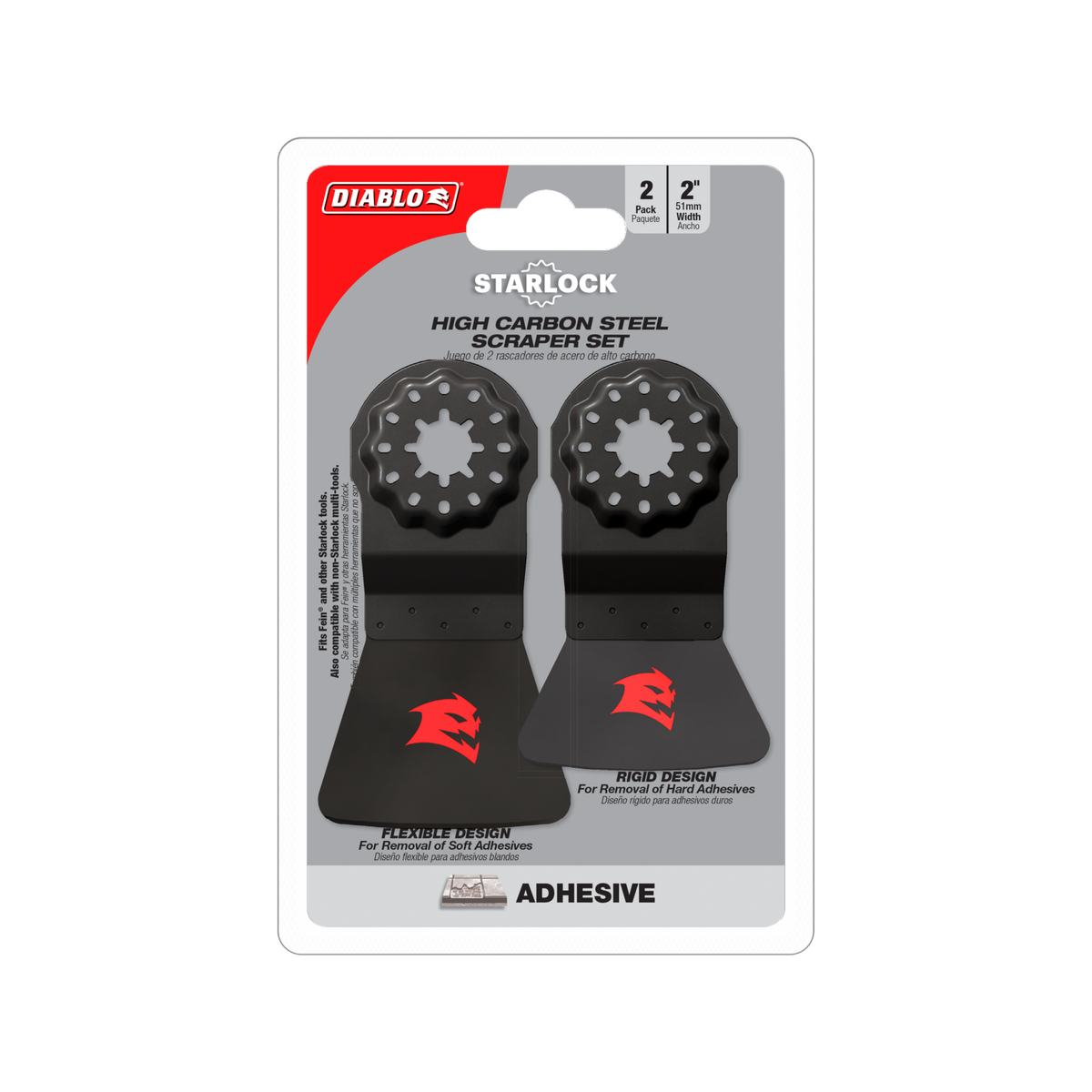 Diablo Starlock Scrap Multi Tool Blade 2 Pack - 50mm High Carbon Steel - Flexible & Rigid Scrapers - SuperSaverAU - view 1