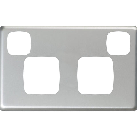 HPM Excel Double Powerpoint Coverplate - Matt Silver - 73mm x 117mm - Durable - SuperSaverAU - view 1