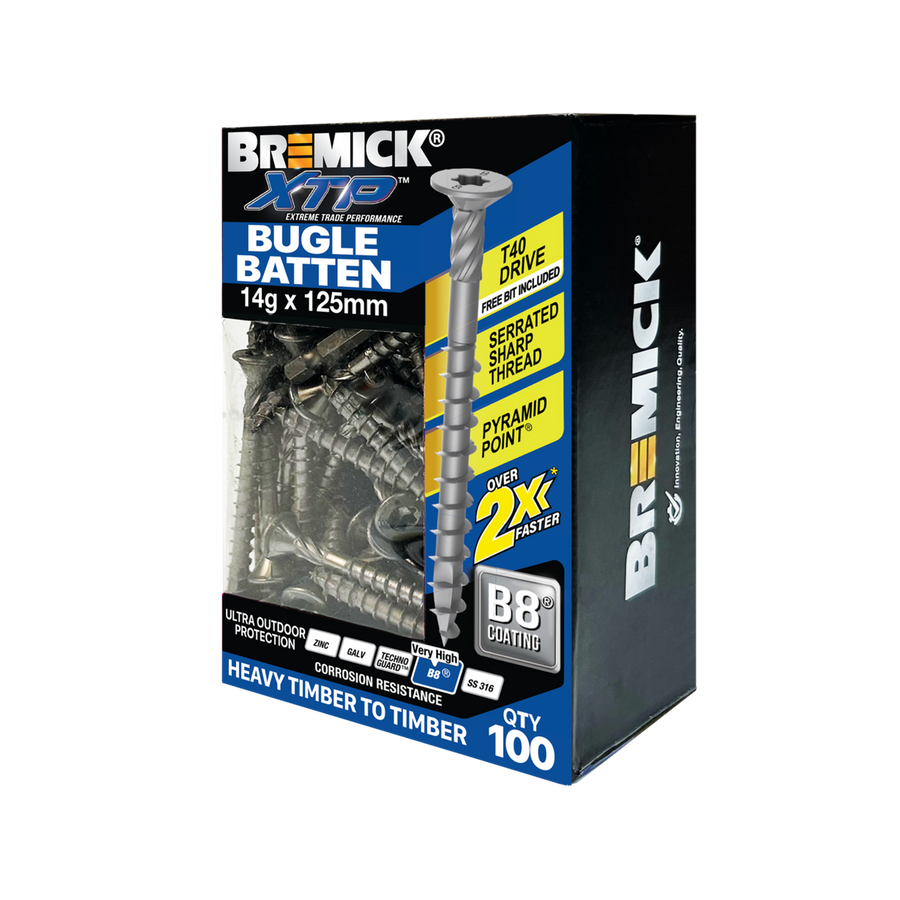 Bremick XTP Bugle Batten 14g x 125mm T40 B8 - 100 Pack - Fast Installation - SuperSaverAU - view 1