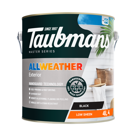 Taubmans 4L Black Low Sheen All Weather Exterior Paint