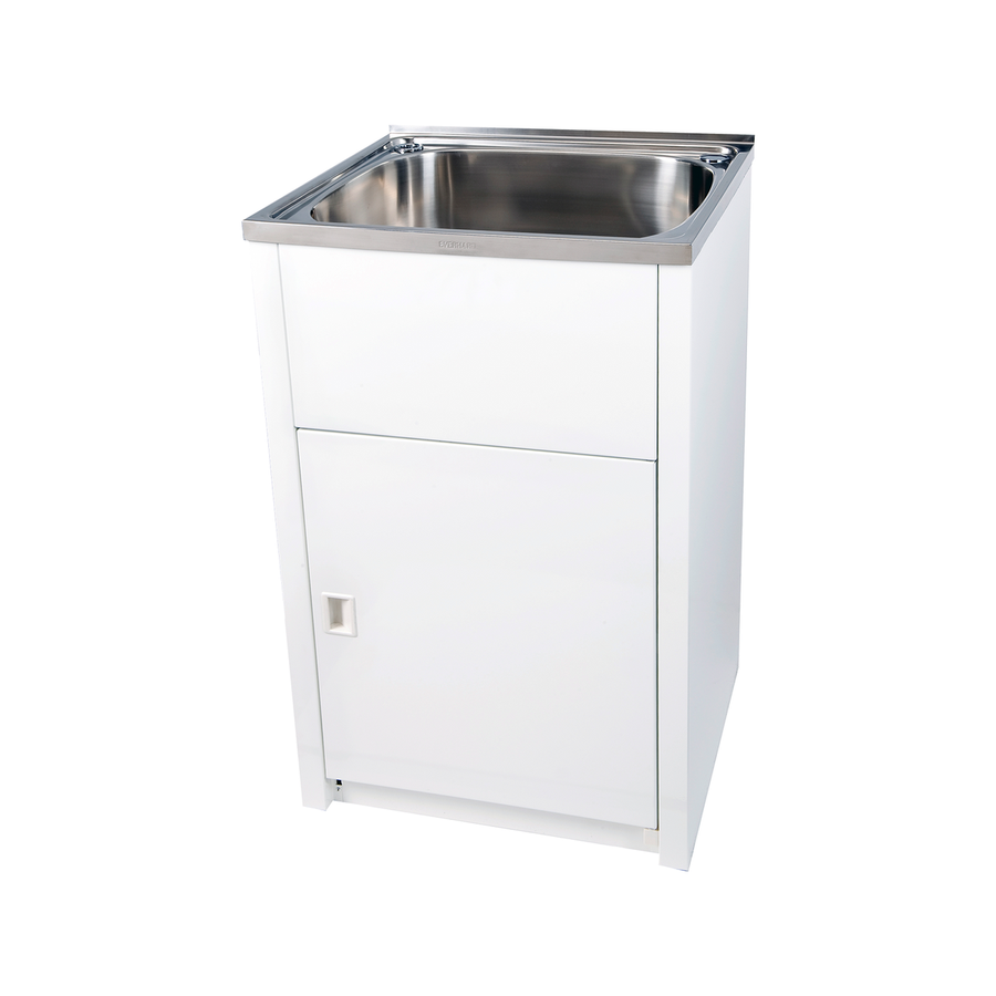 Everhard 45L White Laundry Unit - Stainless Steel Bowl - Galvanised Steel Cabinet - SuperSaverAU - view 1