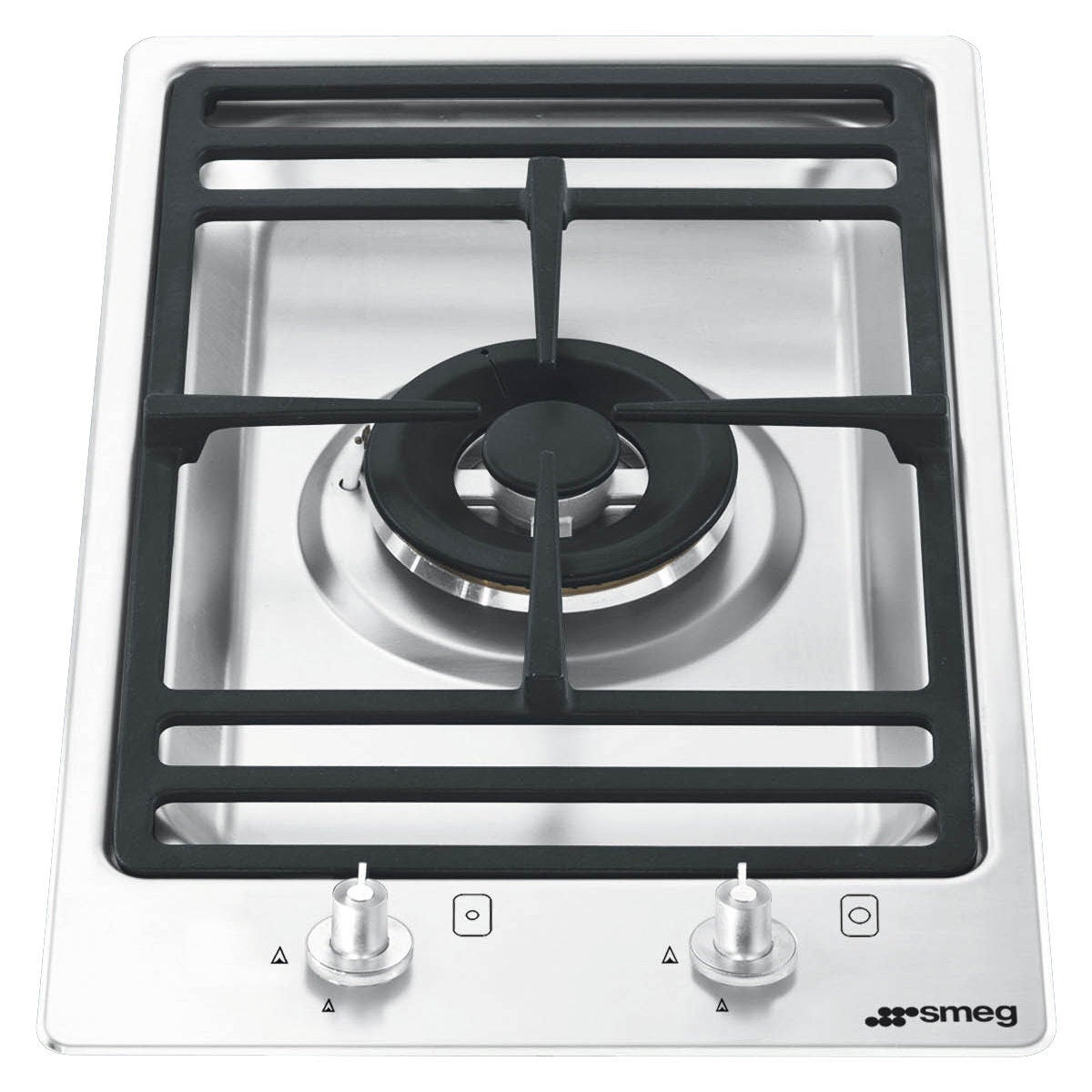 Smeg 30cm Gas Cooktop - Single Dual-Control Wok Burner - Stainless Steel - Low Profile - PGA31G-1