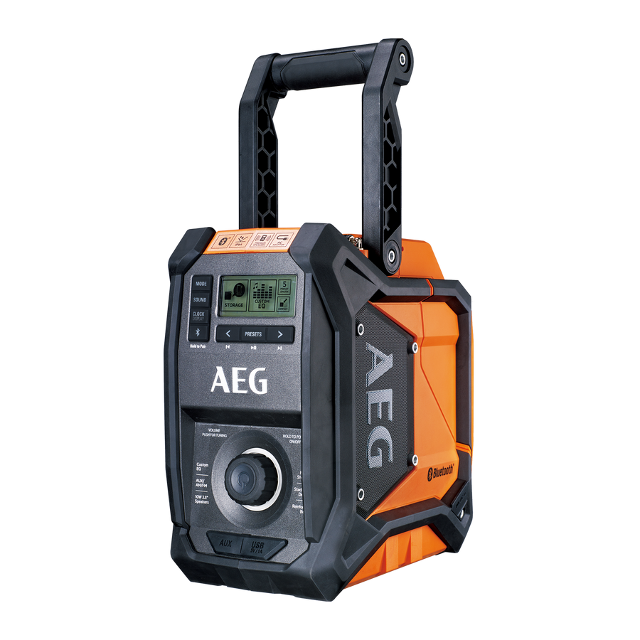 AEG 18V 240V Hybrid Bluetooth Jobsite Radio Weather Resistant Skin Only BRFMB18-0