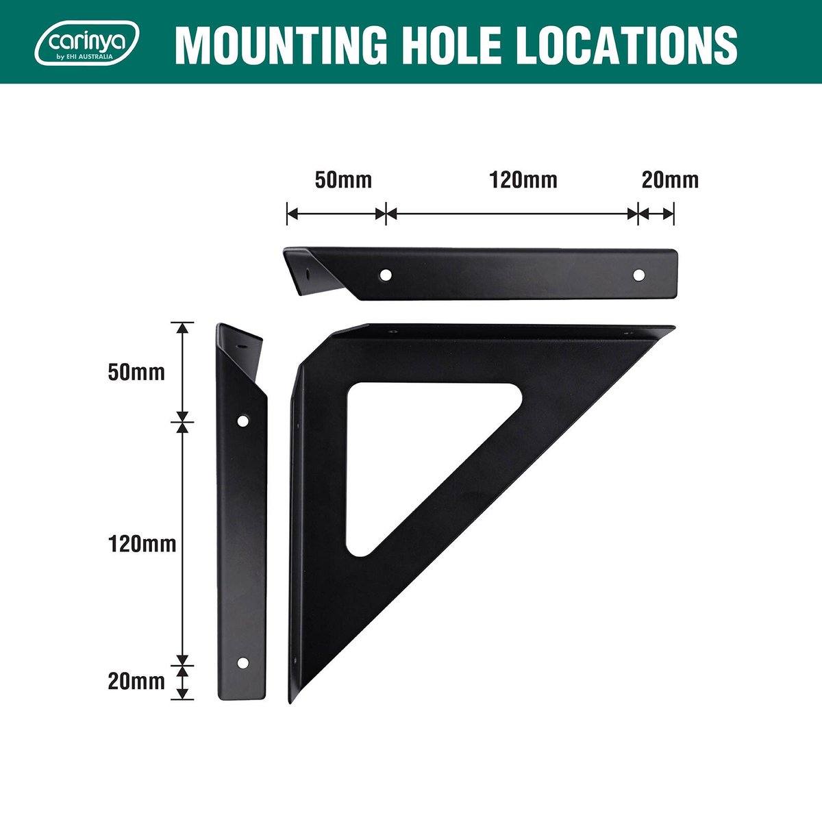 Carinya Black Triangle Stayed Bracket 190mm Steel 100kg Capacity - SuperSaverAU - view 5