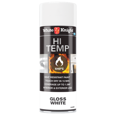 White Knight Hi Temp Spray Paint 300g Gloss White Heat Resistant - SuperSaverAU - view 1